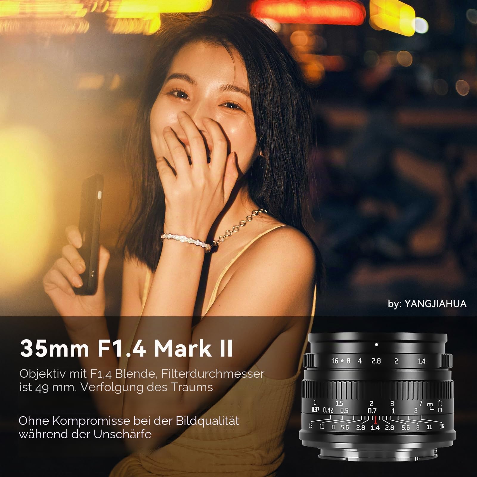 7artisans F1.4 Mark II APS-C Fixed Focus Objektiv mit 35 mm großer Blende für Sony E Mount spiegellose Kameras A6500 A6300 A6100 A6000 A5100 A5000 A9 NEX3N NEX5 NEX5T NEX5R NEX67