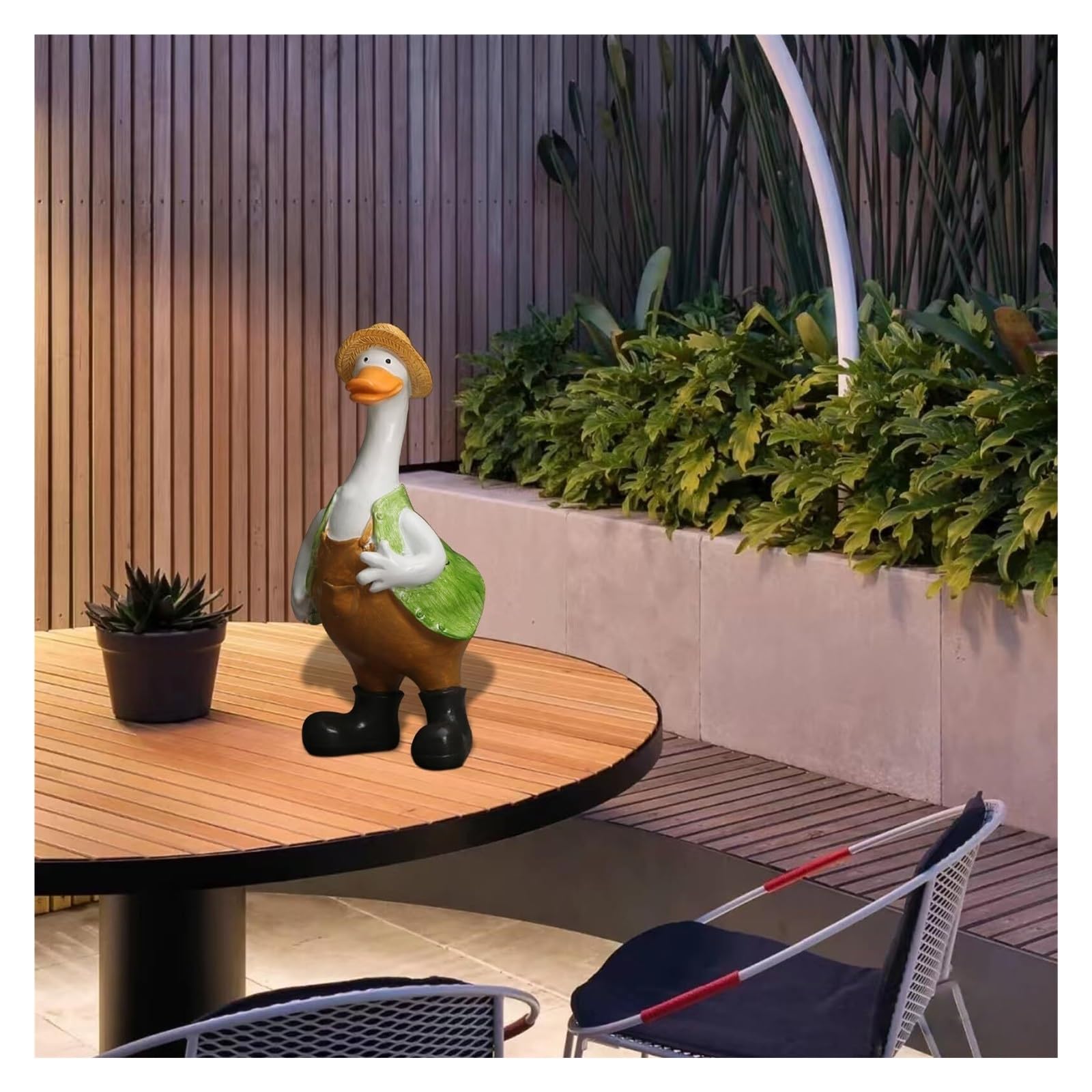 Arte per esterni Statua da giardino in resina con coppia di anatre, scultura in piedi oca Decorazioni per il giardino anteriore(Green)