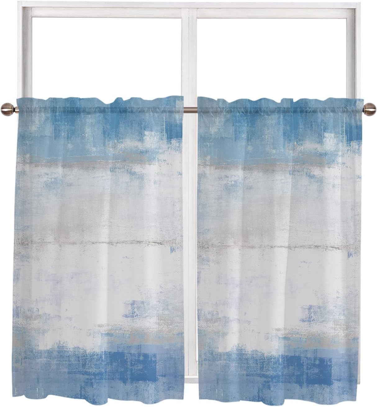 RisQiten Blue Ombre Sheer Curtains for Bedroom Curtains 2