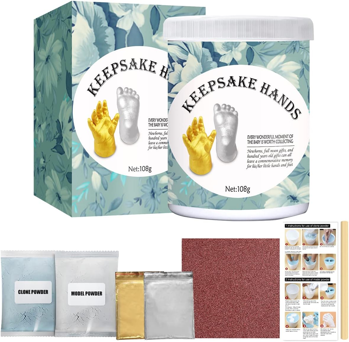 Baby Keepsake Hand & Foot Casting Kit DIY Plaster Statue Molding Kit 3D Hand Print Mold Powder Casting Kit Hand Holding Sculpture Kit Crafts Baby Keepsake Hand