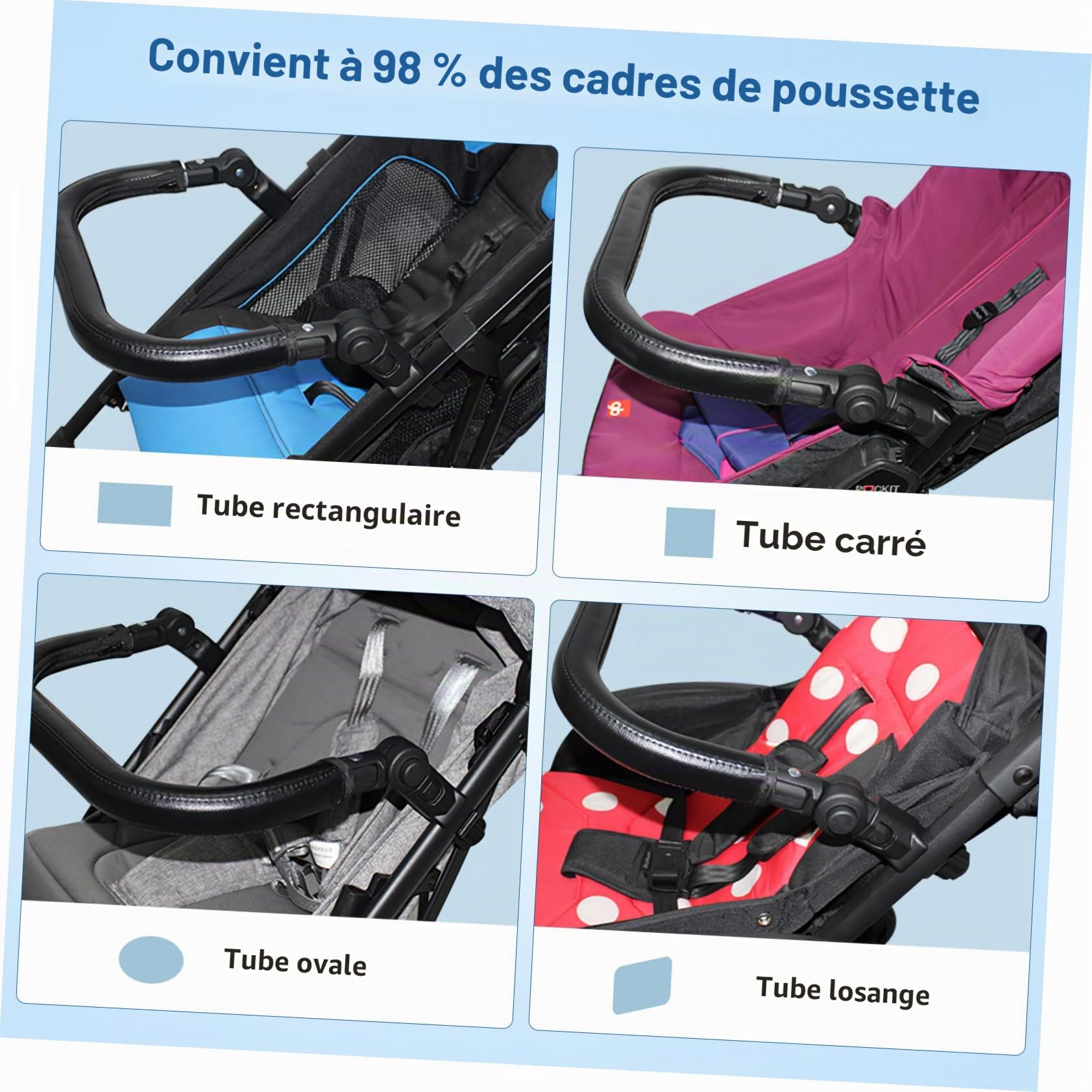 Arceau de sécurité réglable en polyuréthane avec poignée amovible absorbant les chocs pour modèles de poussettes, respirant et indéchirable, simple