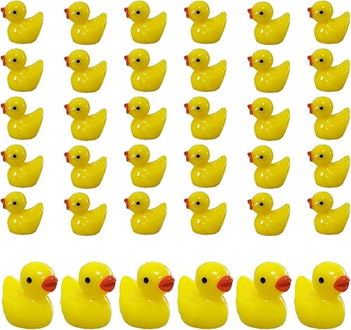 Paquete de 36 dijes de pato pequeño cuentas de resina de pato pequeño para decoración de slime, casa de muñecas, adornos de manualidades