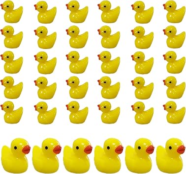 Pack of 36 Tiny Ducks Little Plastic Duck Mini Resin Ducks for Garden Decorations, Dollhouse Miniatures, Crafts OrnamentsYellow