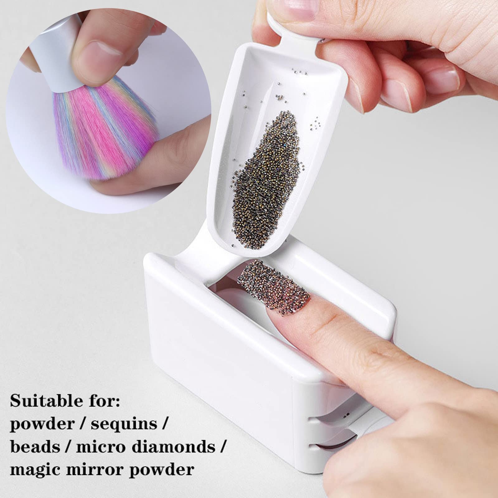 Nail Dipping Powder Recycling Tray System- 2pcs French Nail Dip Container Dip Powder Box and Colorful Soft Nail Art Dust Remover Brushes for Nail Art Manicure Cleaning Makeup Tool - Image 2