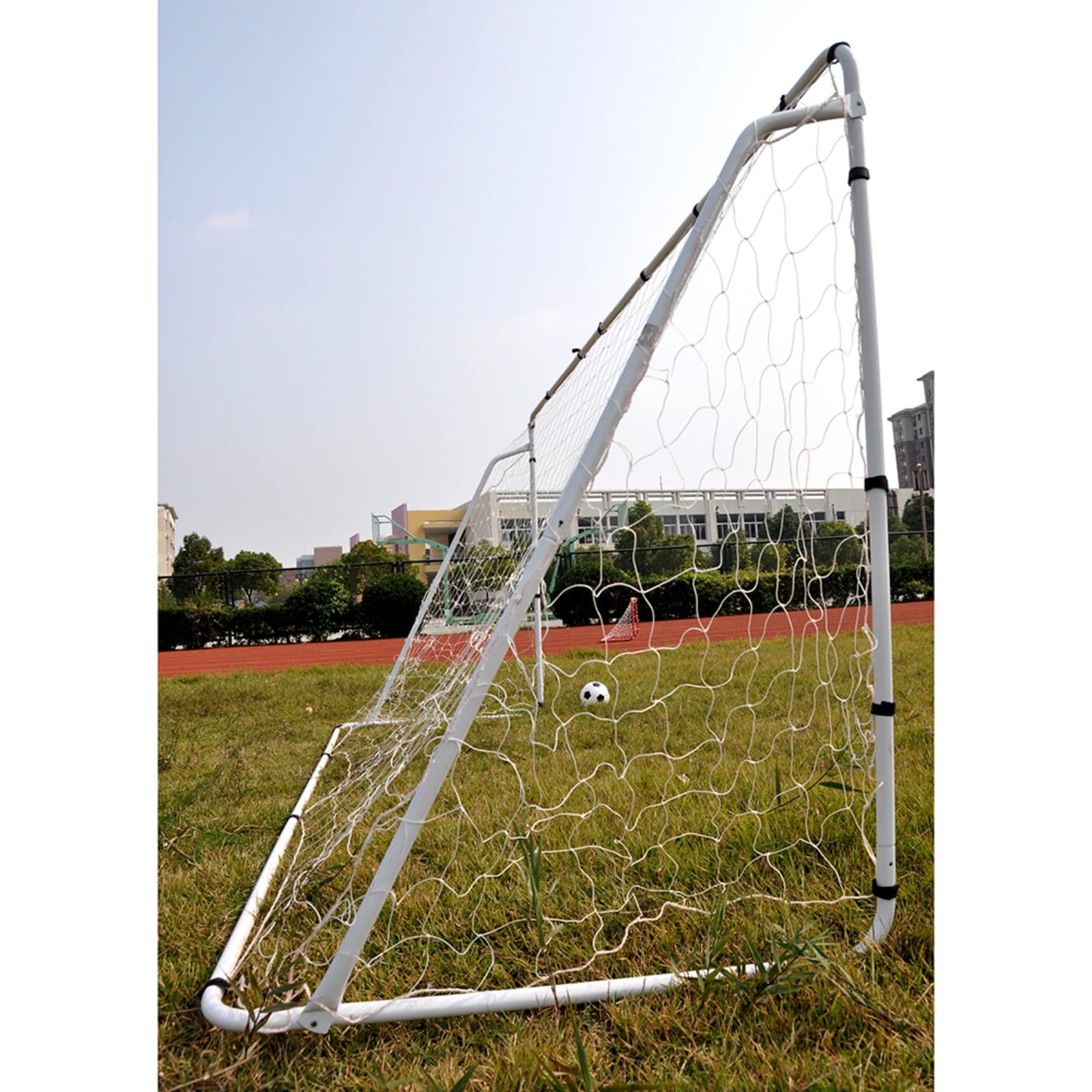 Grande porta da calcio grande, 365 x 182 x 90 cm, tubo in acciaio, set da allenamento per adulti, colore bianco