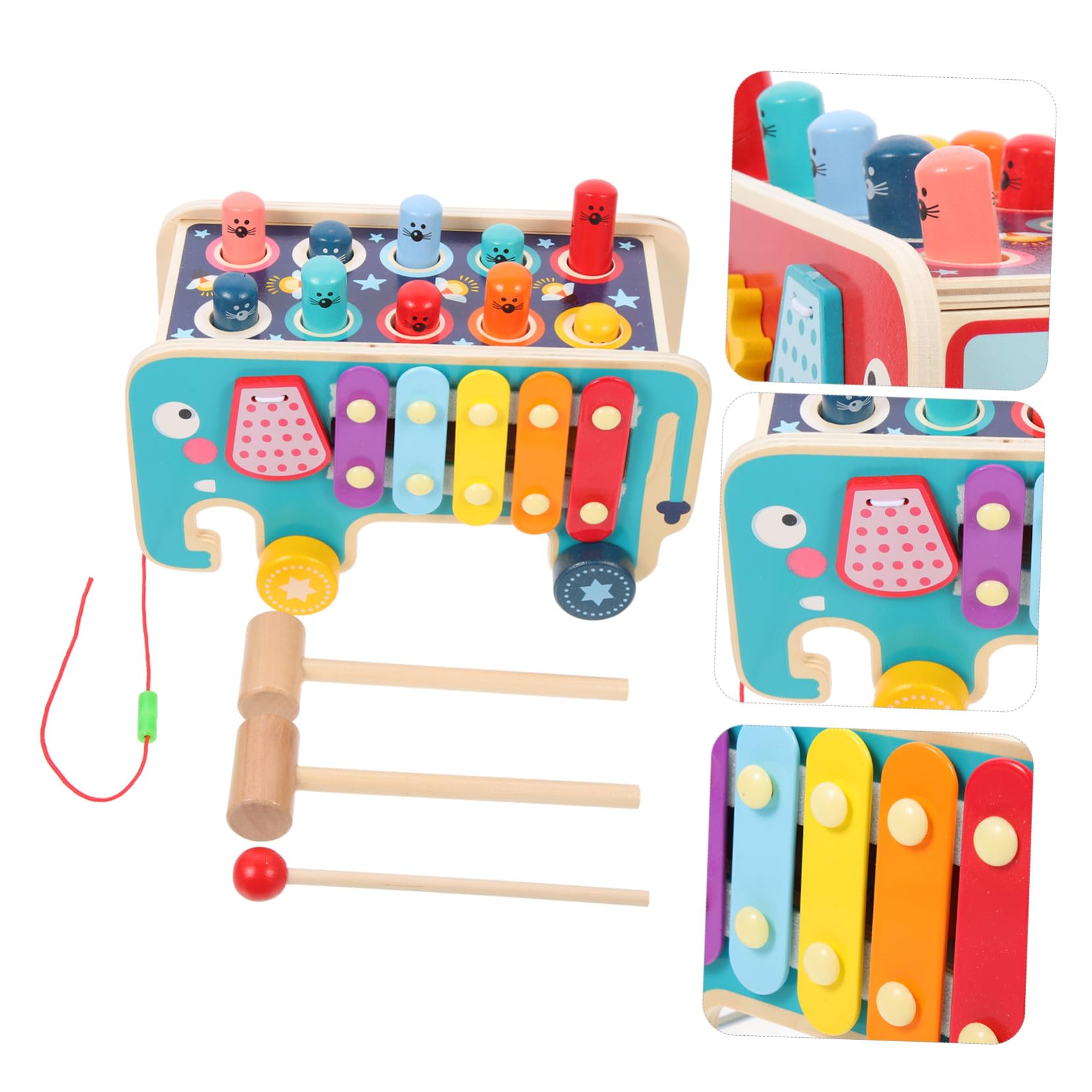 ifundom Giocattolo Musicale Pianoforte Didattico in Legno per Ragazzo Ragazza Ragazza Strumento Percussione Educativo Martello e Xilofono Combinati per Scuola Materna