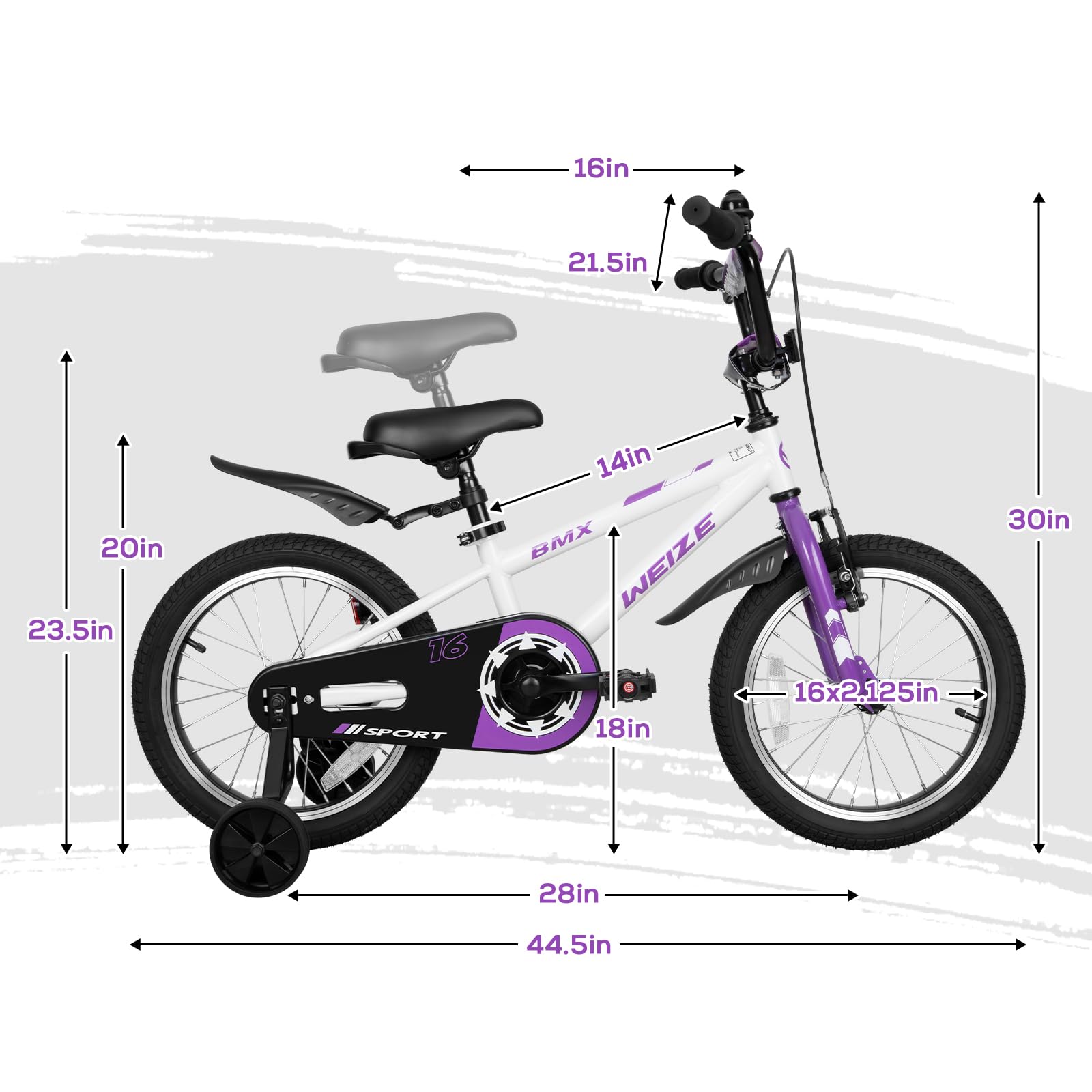 WEIZE Kids Bikes,16 20 Inch Boy's Bike for Kids,BMX Style Bicycle for Boys Girls Ages 4-12 Years Old,Kids Bicycle with Adjustable Seat,Training Wheels,Front and Rear Fender,Multiple Color Options