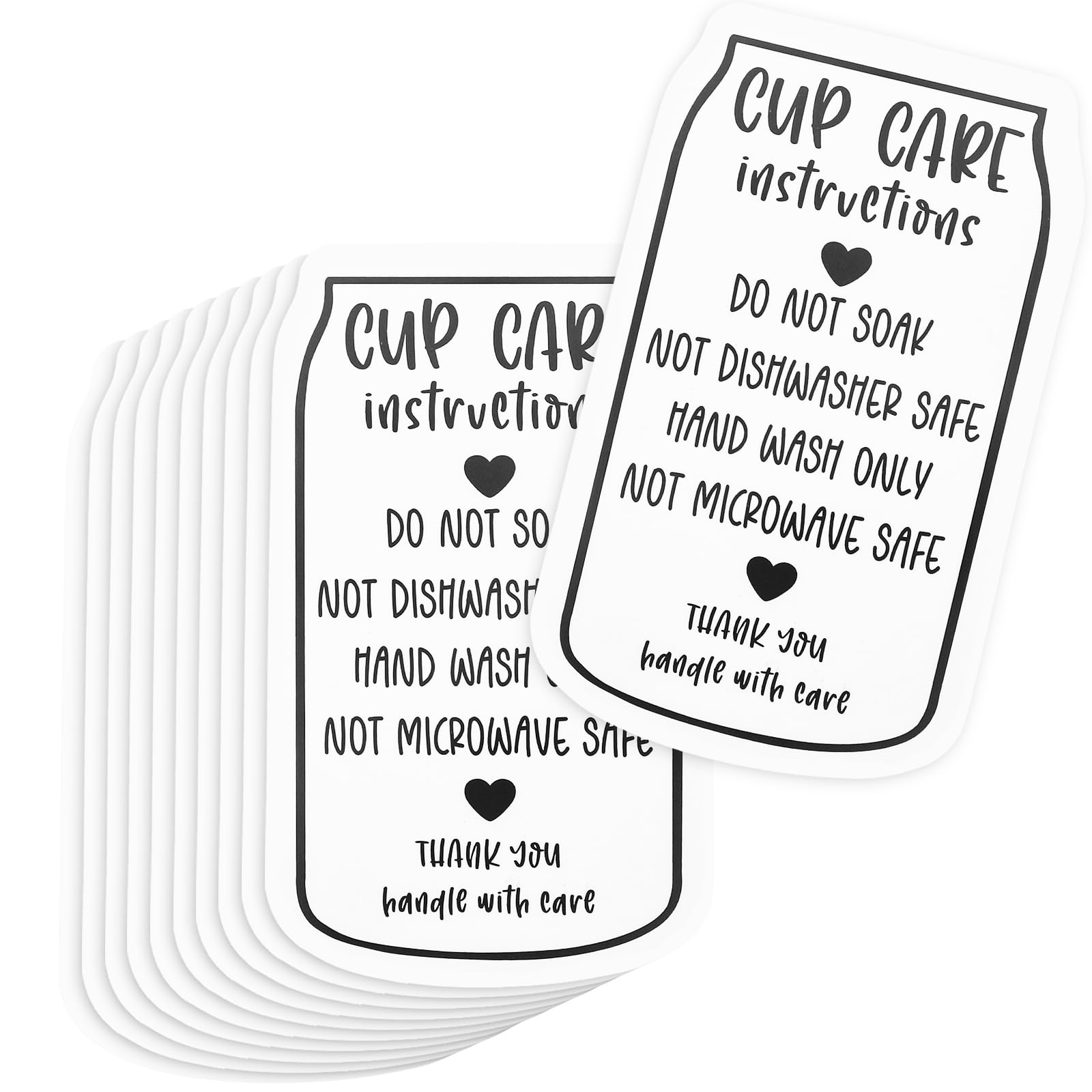 Sureio 200 Pieces Tumbler Cup Cards, Cup Care Instructions Cards, Tumbler Care Cards, Cup of Care Mug Insert for Business, Customer Directions Cards,