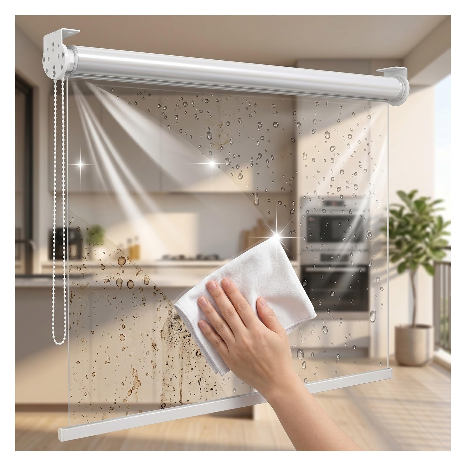 Transparent waterproof roller blind，outdoor clear vinyl roller shades，plastic door curtain，plastic roll up blinds for patio，for Exterior Gazebo Office Windows Door(W70*H140cm/W27.55*H55.11in)