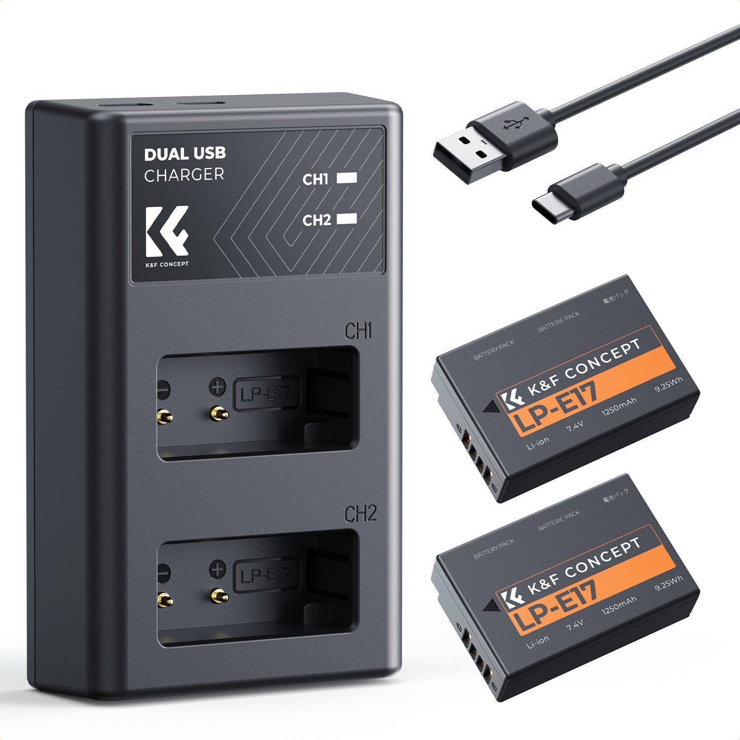 Amazon.com: K&F CONCEPT LP-E17 Battery and Dual USB Charger for