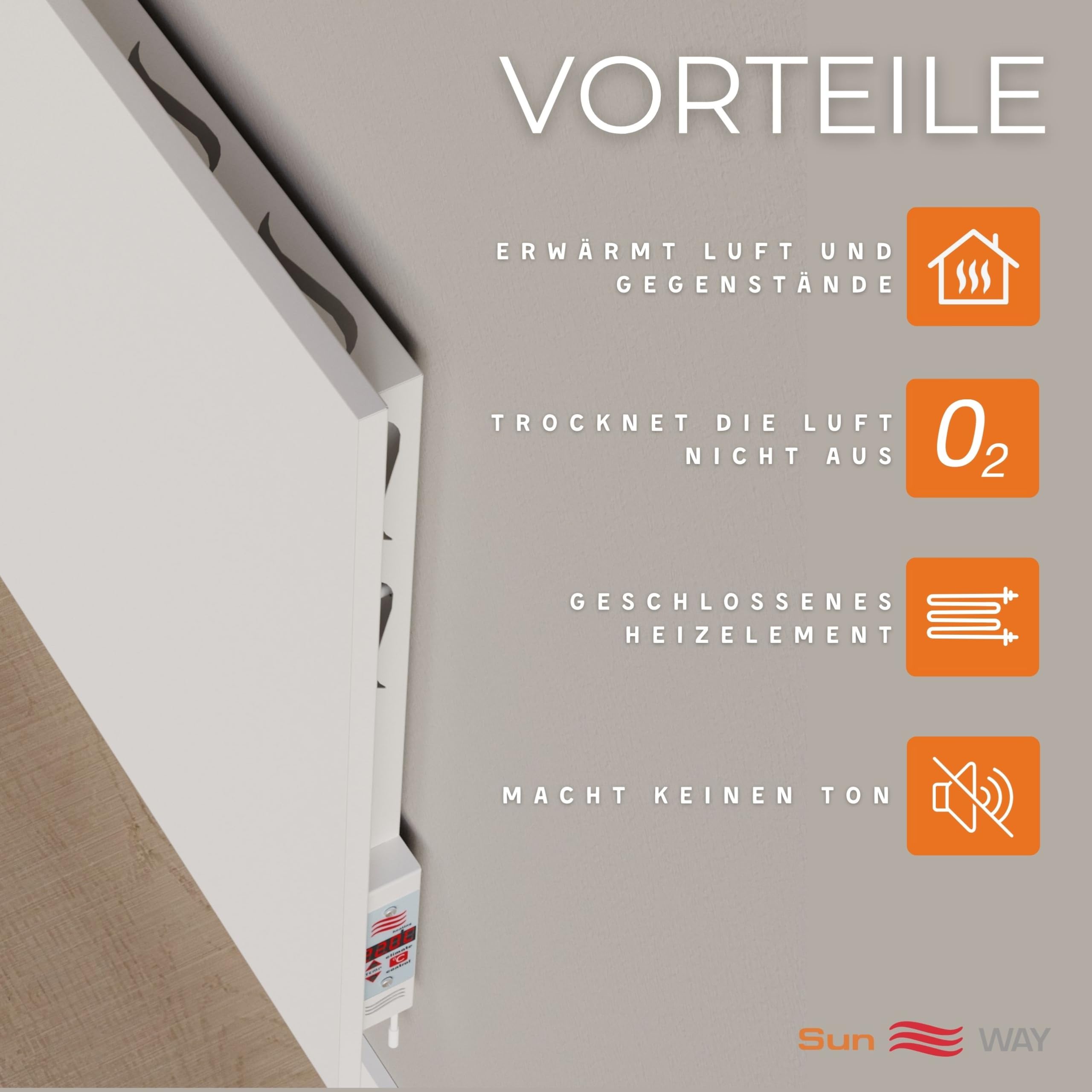 Ceramiczny grzejnik. Konwektor podczerwieni. Sun WAY TCH-RA 500 watt | Ogrzewanie do 10 m² Z wbudowanym programatorem