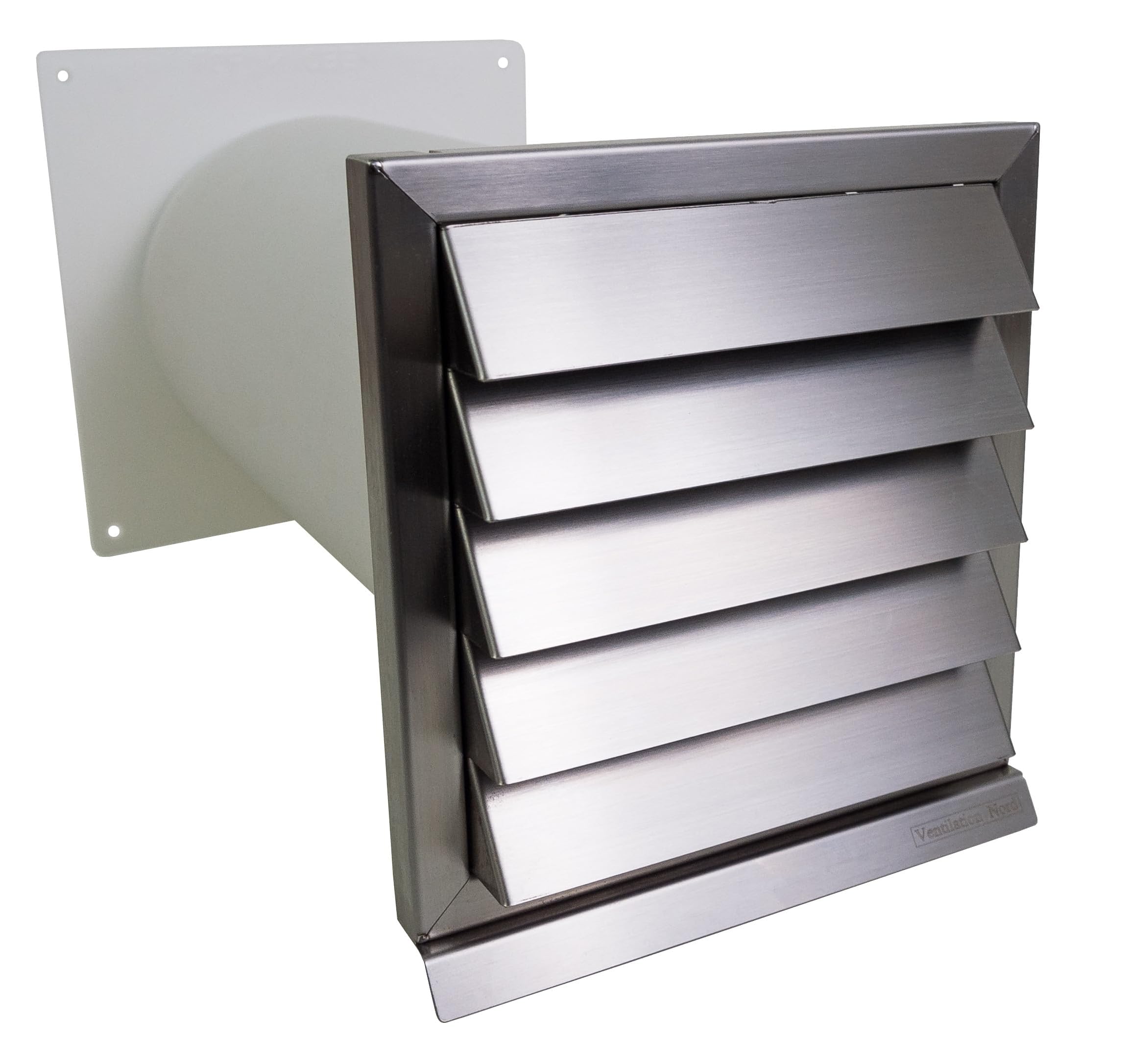VentilationNord Mauerkasten 125 mit zwei Rückstauklappen | Energiespar Ab- und Zuluftmauerkasten | Edelstahl-Außengitter mit Wandabdichtung | Teleskoprohr Ø 125