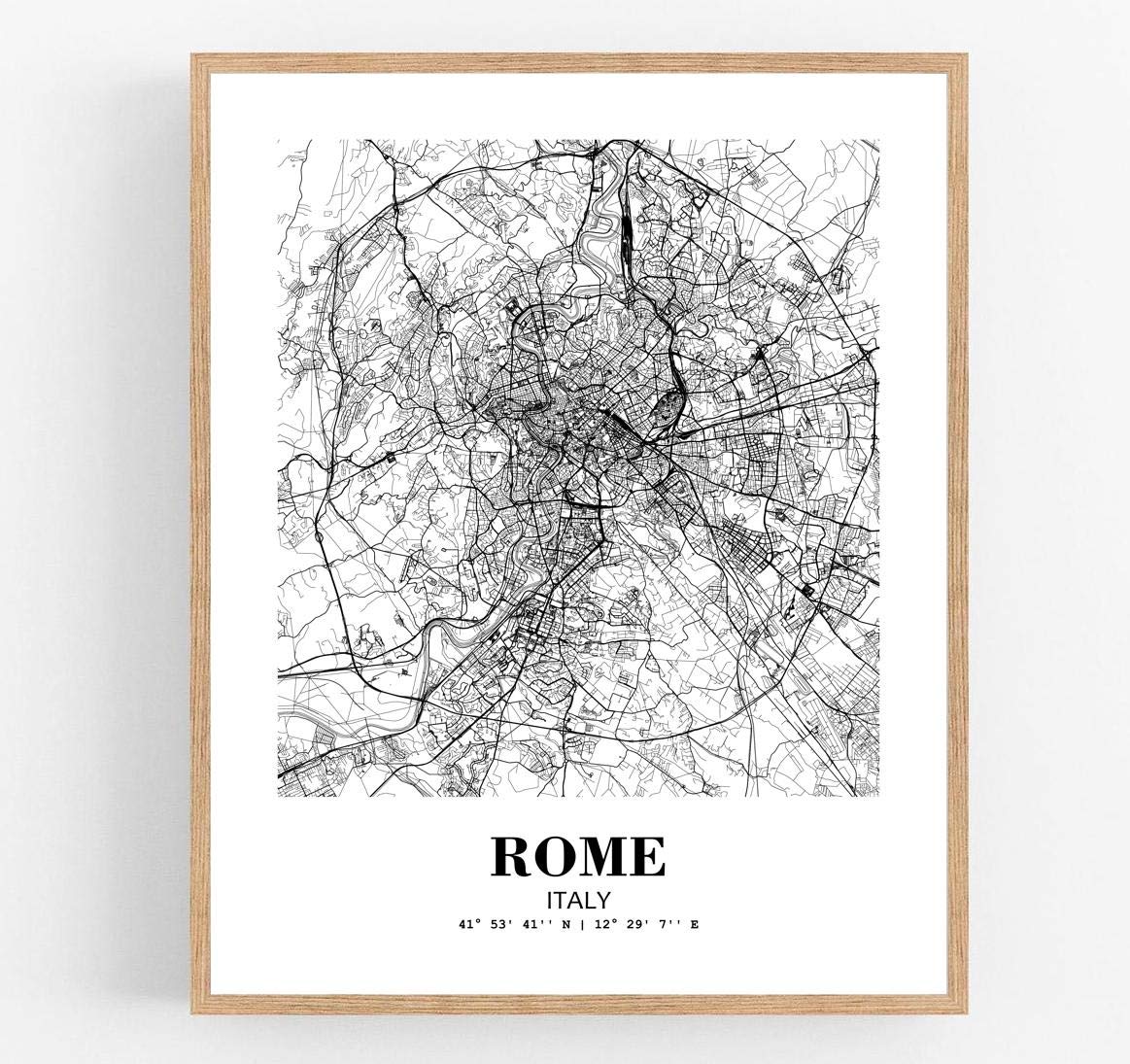 Eleville13X19 Unframed Rome Italy City View Abstract Road Modern Map Art Print Poster Wall Office Home Decor Minimalist Line Art Hometown Housewarming wgn466