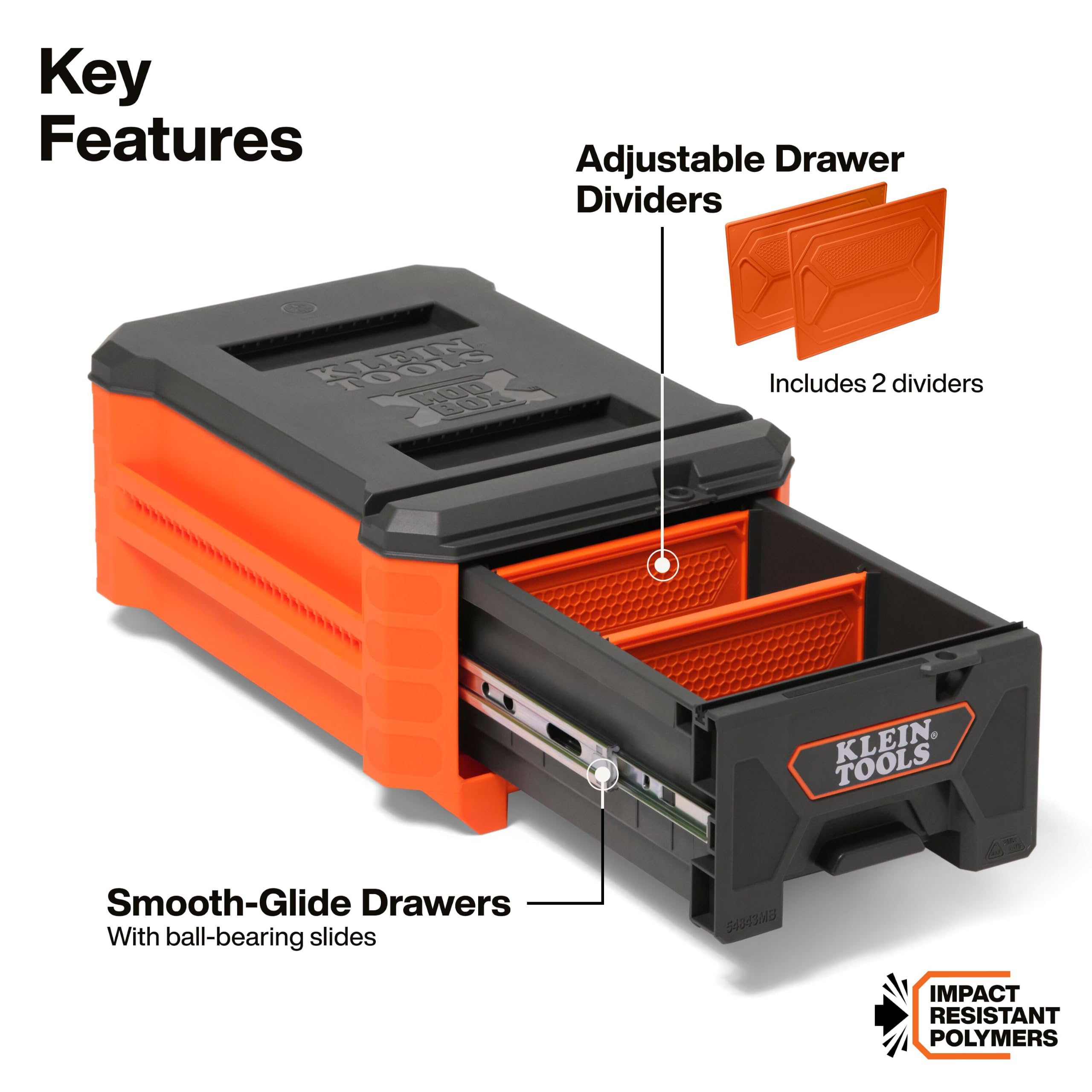 Klein Tools 54843MB MODbox Compact Single Drawer Box, Half Width