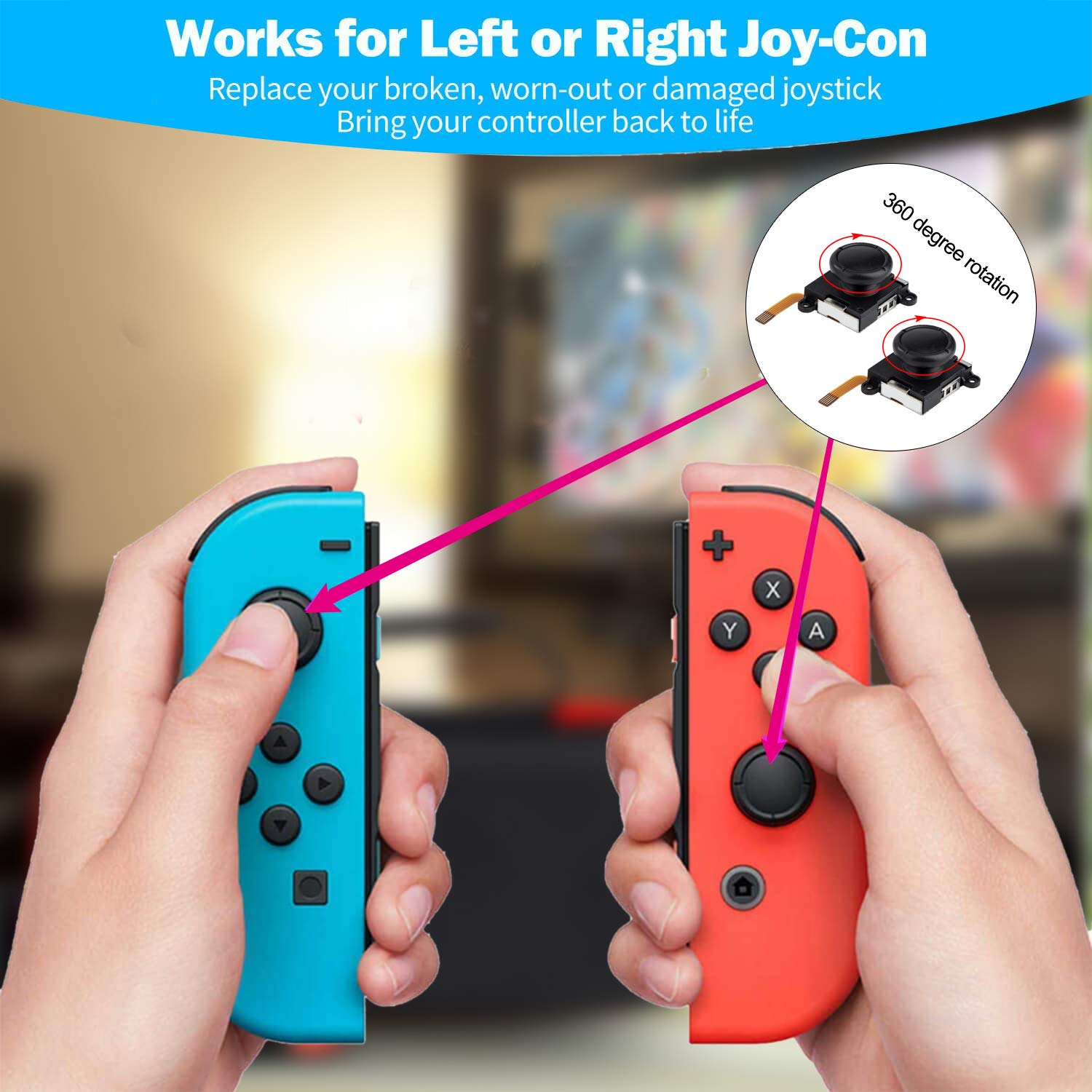 Tunejoy Recambios 3D de Joysticks Analógicos para Joy-Con Switch Herramientas de Reparación con Destornillador ThumbStick Bloqueo de Hebilla Cepillo de Limpieza 16 Piezas
