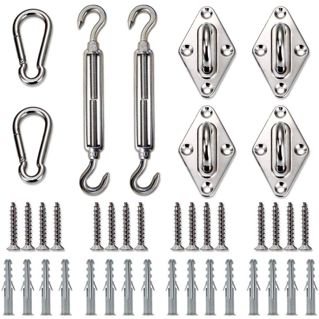 Belvery Sun Shade Sail Hardware Kit Shade Sail Hook 316 Stainless Steel Sun Shade Sail Installation Accessories Kit For Rectangle And Square Sun Shade Sail For Deck Garden Lawn Patio