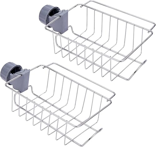 Miniatura 2 de NCARSTER Estante para grifo de acero inoxidable, 2 piezas para fregadero de cocina con gancho, fregadores desmontables, estante de drenaje para