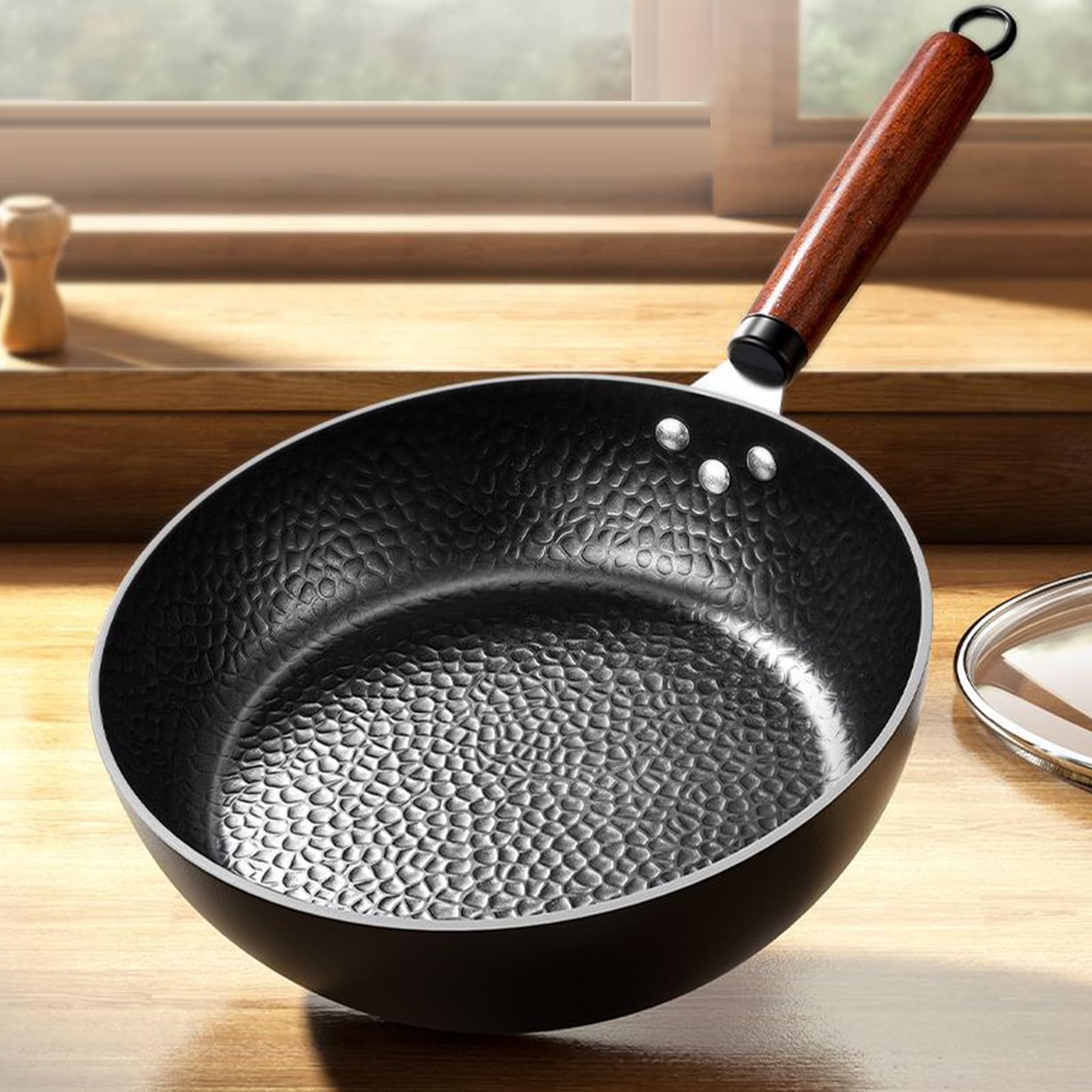 Antihaft-Pfannen Induktionsgeeignetes Brat- und Kochgeschirr | Gusseiserne Bratpfanne mit Deckel Kochen Antihaft-Kochgeschirr Für Zuhause Camping Outdoor Frühstück Picknick Essen