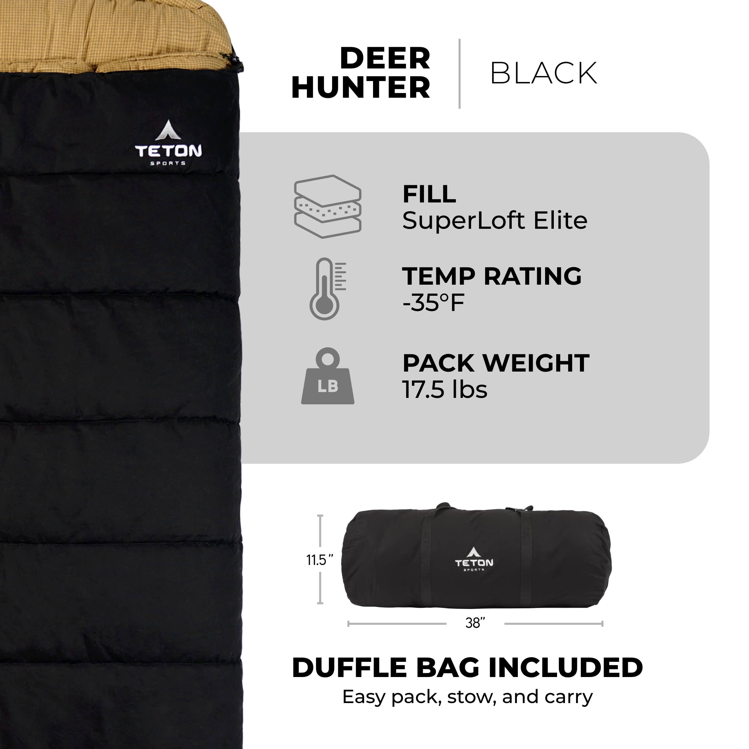 TETON Sports 1027R Deer Hunter Sleeping Bag; Warm and Comfortable