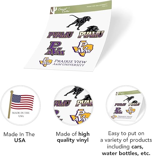 Miniatura 5 de Desert Cactus Prairie View A&M University Panthers PVAMU - Calcomanías de vinilo para botella de agua para laptop, hoja de recortes de automóvil, T2