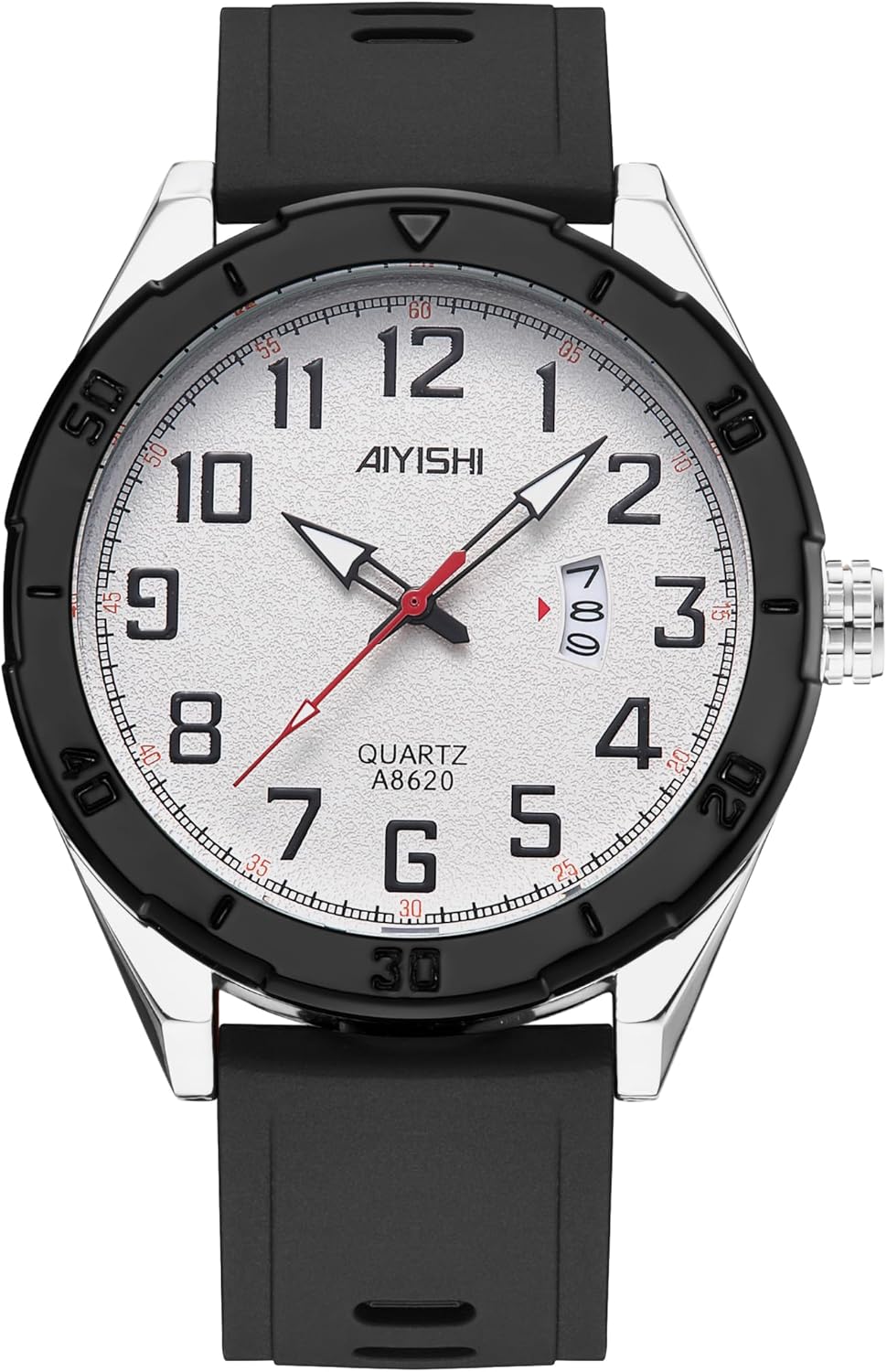Analog Wrist Watches for Mens,Quartz Calendar Casual Stylish Business Sport Military Waterproof Rubber Silicone Band Watch