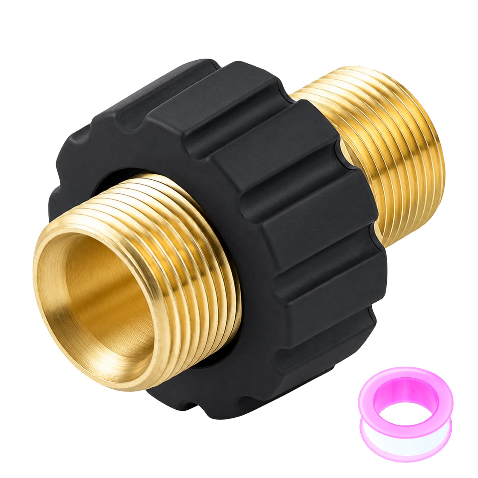 Adattatore rapido M22 x 1,5 filettatura metrica per idropulitrice ad alta pressione, adatto per Kärcher K, serie HD e HDs, accoppiamento in ottone con diametro interno di 15 mm