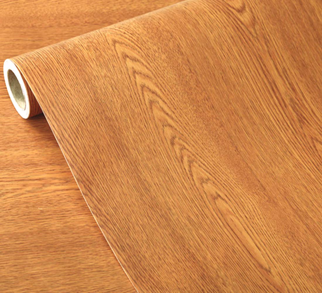 Light Brown Wood Grain Adhesive Paper Wallpaper Vinyl Funitures Dresser Drawer Cabinet Sticker 15.8inch by 79inch