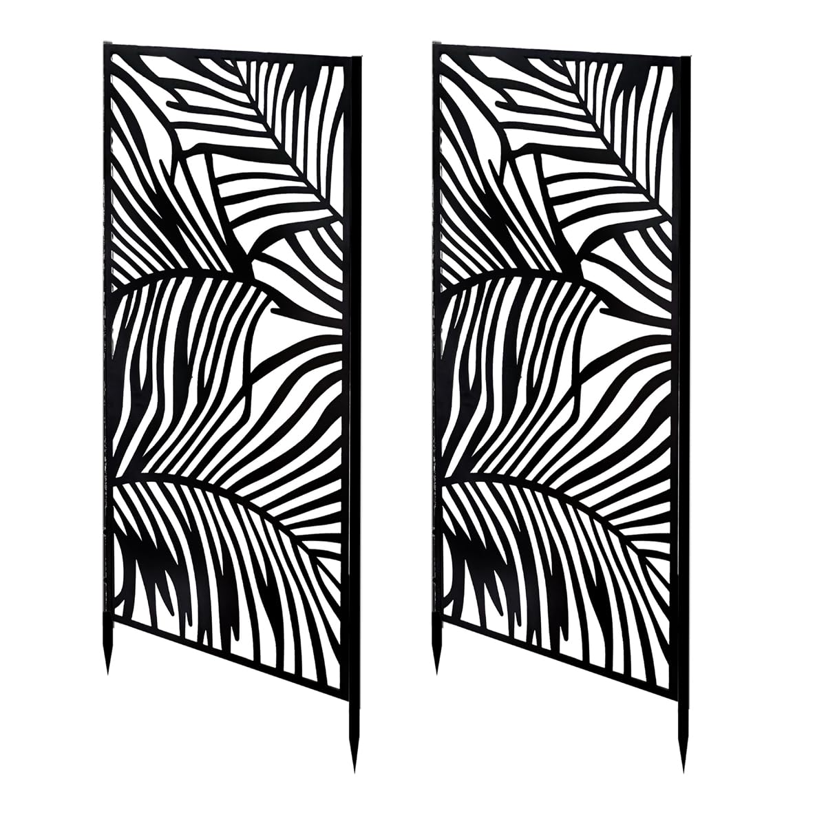 Lot de 2 panneaux de clôture métalliques décoratifs, brise-vue pour terrasse, balcon et jardin - Longueur 45 x hauteur 100 cm