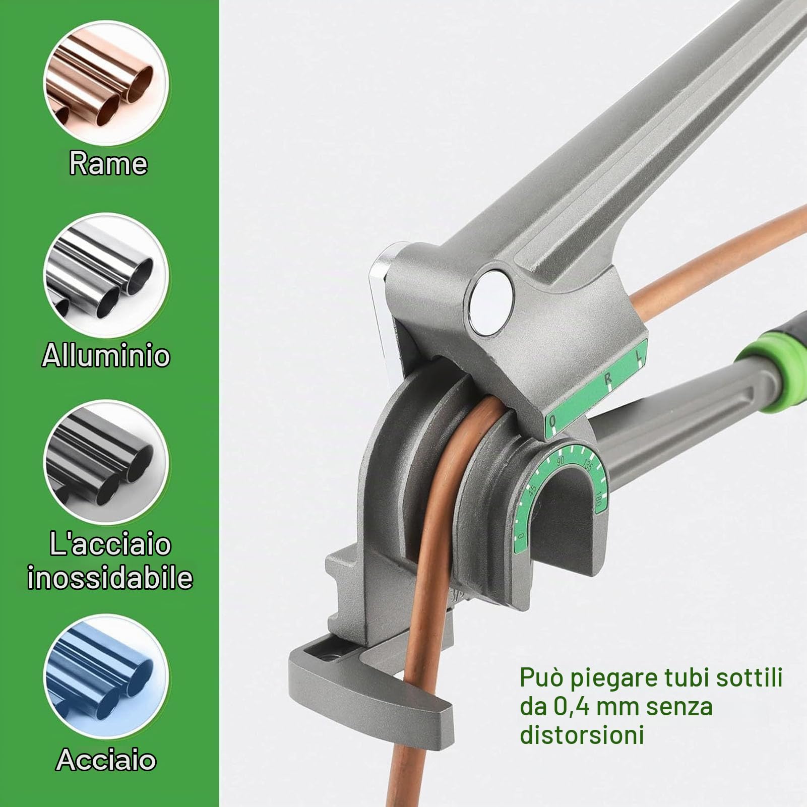 Piegatubi per Tubi per Refrigerazione 'aria Condizionata, Piegatubi in Lega di Alluminio 180 Gradi, 1/4 Pollici 5/16 Pollici 3/8 Pollici con Segni Chiari