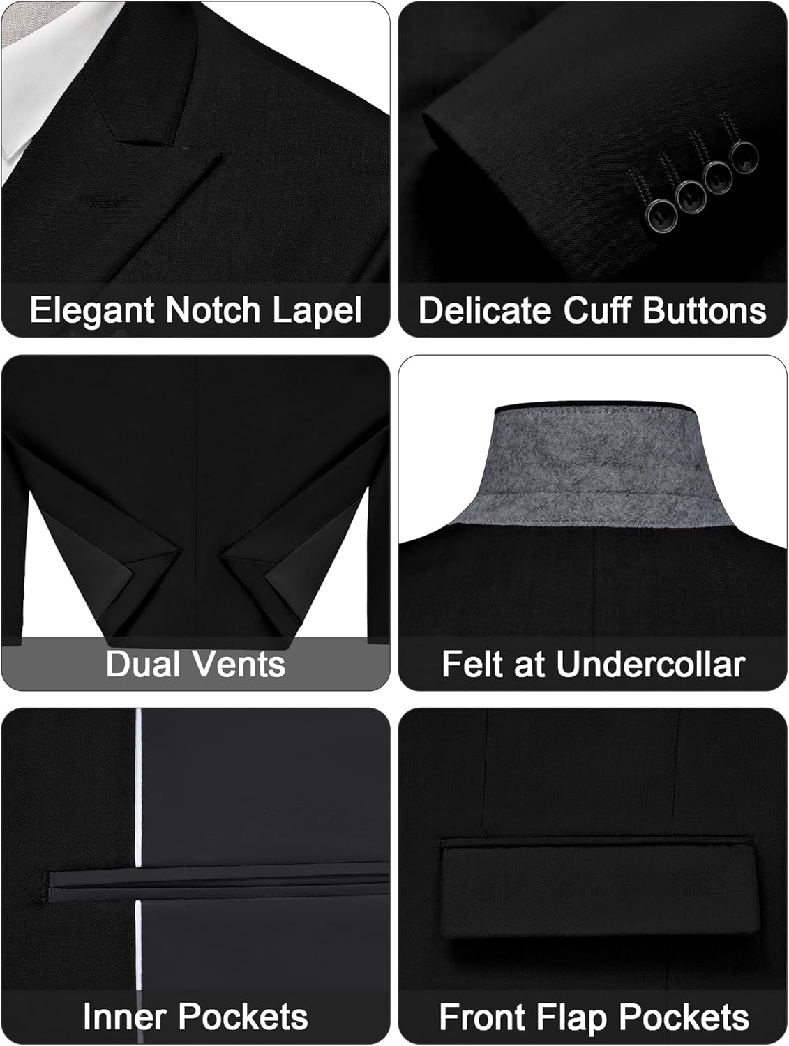 MAGE MALE Men's 2 Piece Suit Elegant Solid Double Breasted Slim Fit Tuxedo Suit with Blazer and Pants - Image 3