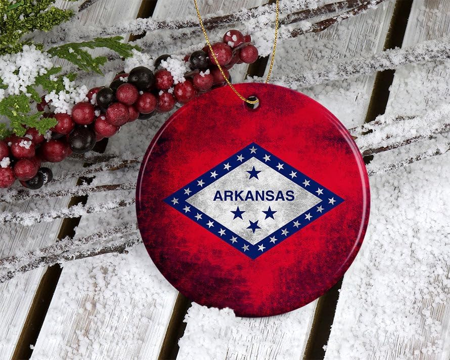 Miniatura 2 de Bandera rústica del estado de Arkansas, adorno navideño para árbol de Navidad de Estados Unidos, adorno de Navidad, adorno de Navidad impreso en
