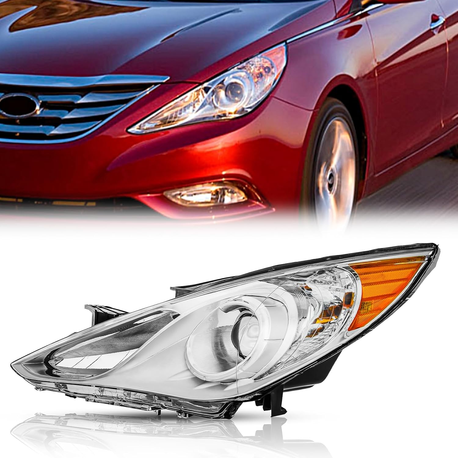 TODO Headlight Assembly for Sonata (Excludes Hybrid) 2011-2014, HeadLamps for HYUNDAI Sonata 2011 2012 2013 2014, Passenger Side