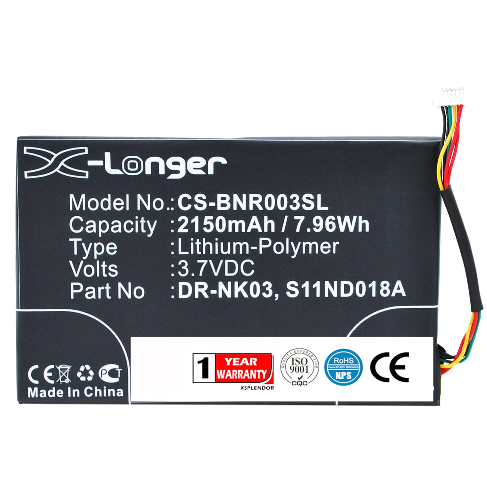 Xsplendor Replacement Battery for Barnes & NOBLEBNRV300 BNTV350 Nook Simple Touch Simple Touch 6