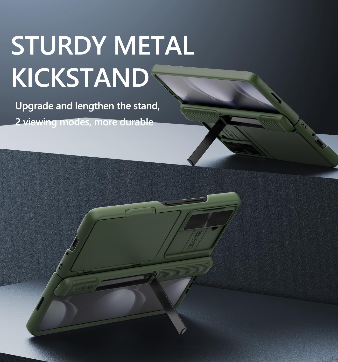 GBEE for Samsung Galaxy Z Fold 5 Case with Card Holder & Stand & Slide Camera Cover & Hinge Protection & Screen Protector, Rugged Kickstand Wallet Phone Case for Samsung Galaxy Z Fold 5 5G 2023, Green