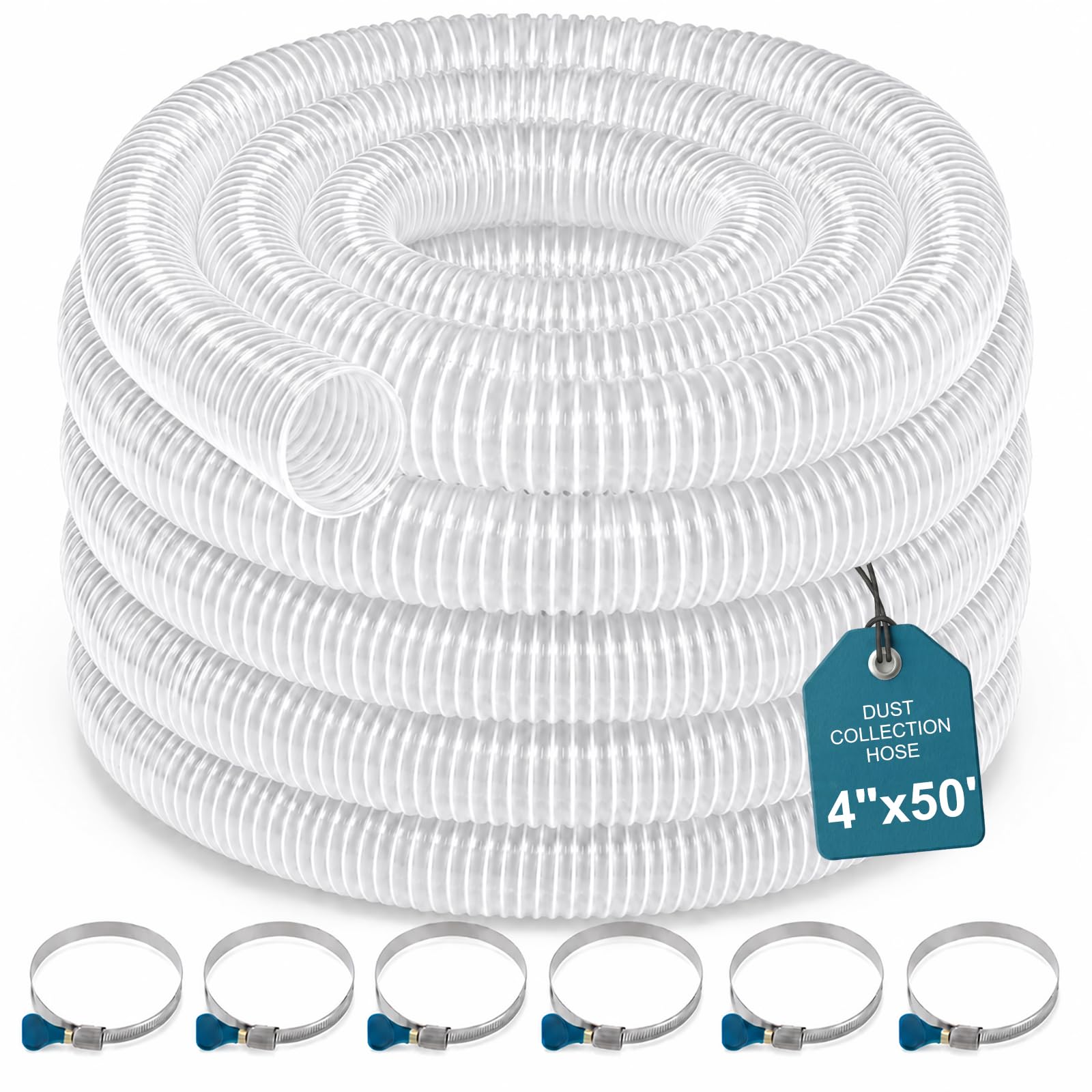4" PVC Dust Collection Hose - 10ft, Clear -12