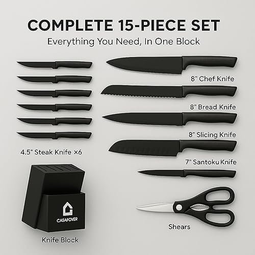Miniatura 2 de 15-Piece Knife Set with Block + 16-in-1 Vegetable Chopper Bundle  Stainless Steel Chef Knives & Multi-Function Food Prep System