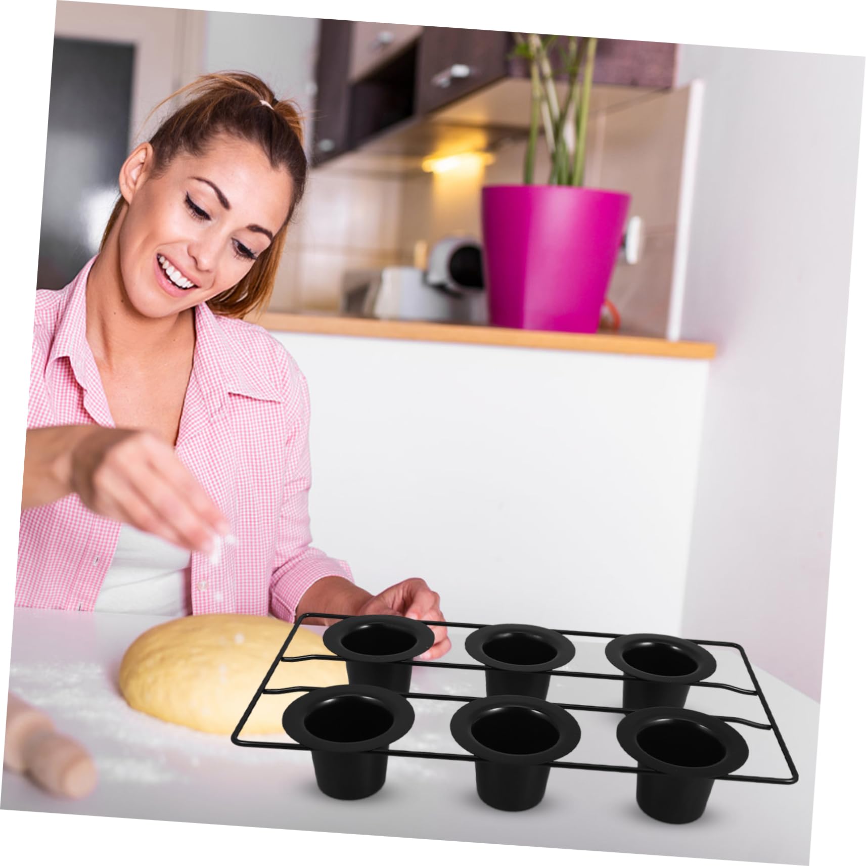 Teglia Muffin Profonda 6 Posti in Acciaio al Carbonio Nero