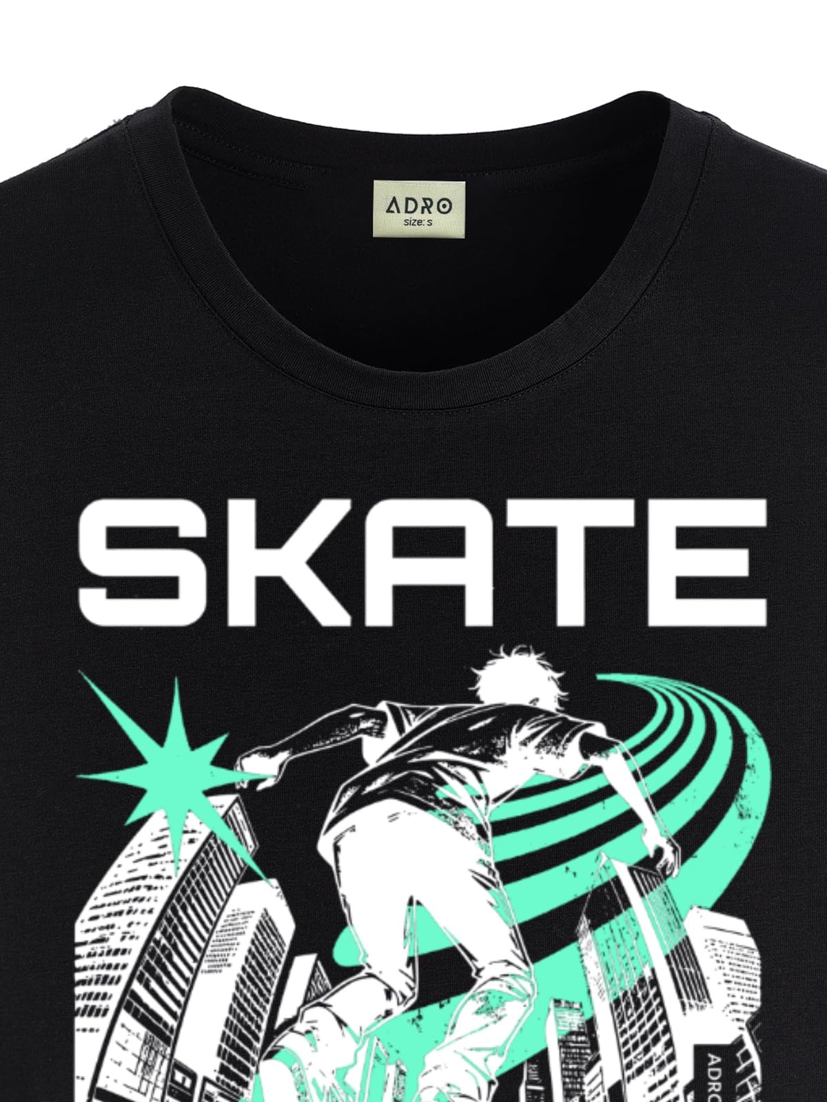 ADRO T-shirt per ragazzi e ragazze | T-shirt stampata Skate City Limits | Età 3-14 | Maglietta girocollo in 100% cotone per ragazzi