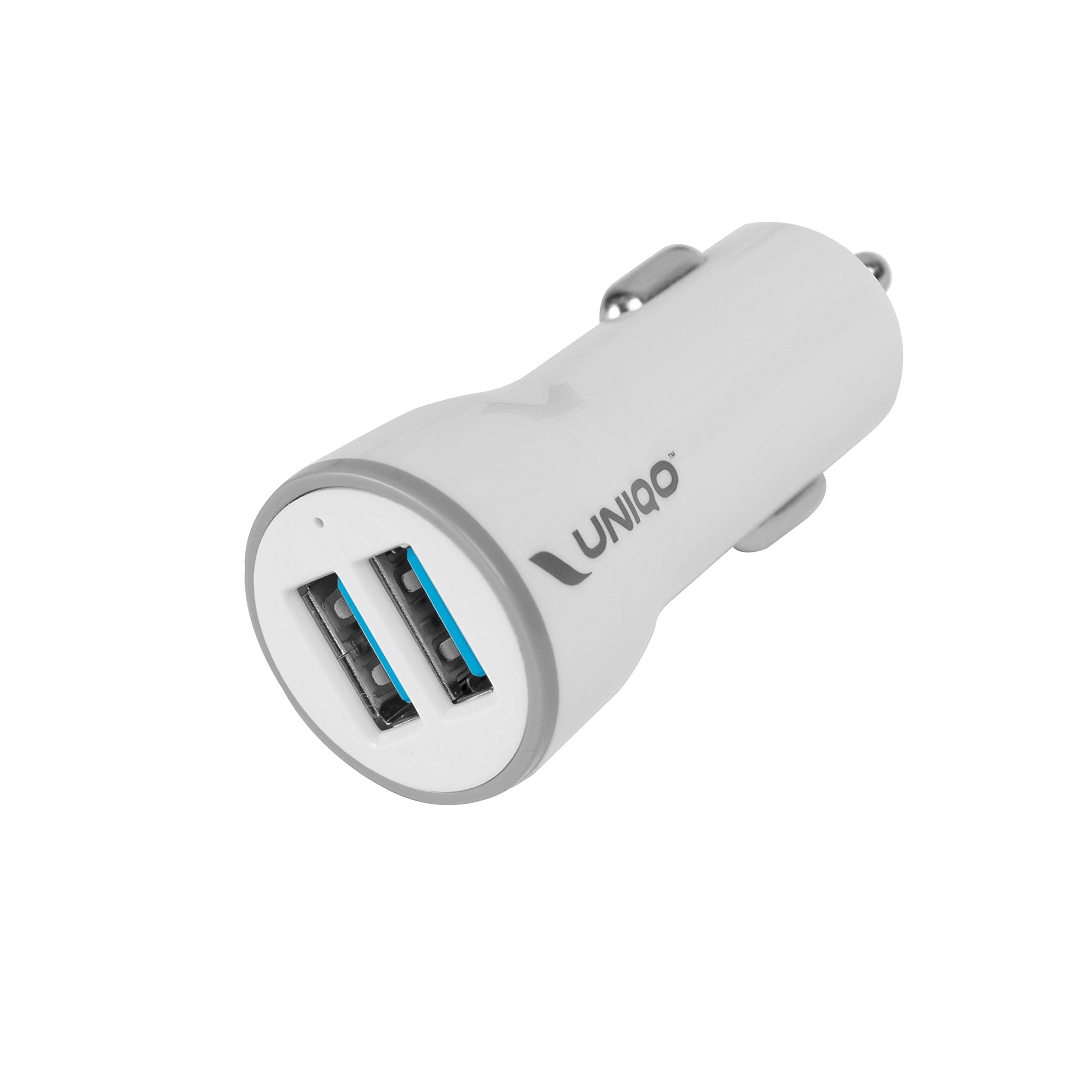 UNIQO Caricabatterie da auto a ricarica rapida da 12 Watt, con due porte USB universali fino a 2.4A, presa per accendisigari
