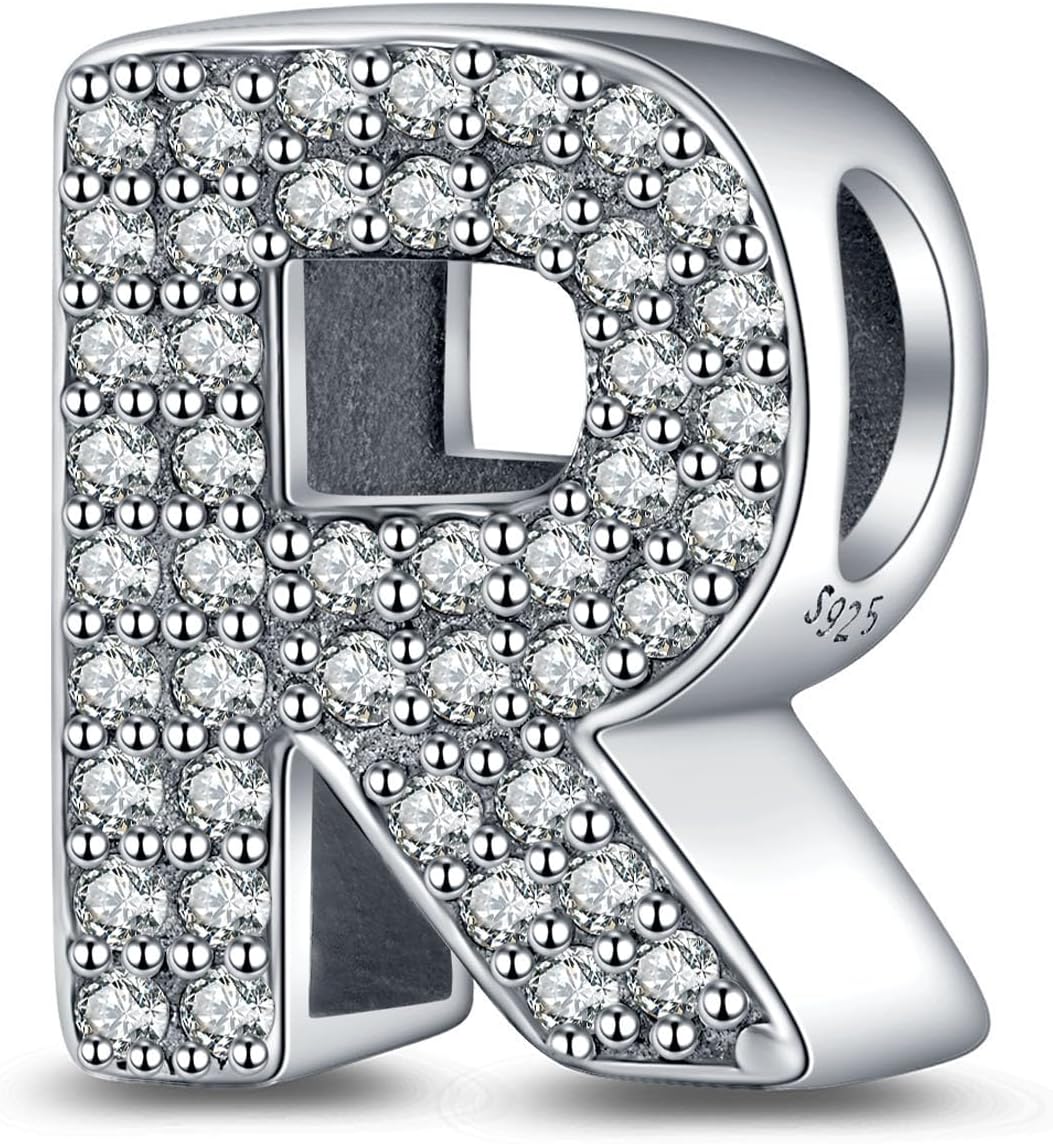 Annmors Charms Initial Letter Z Charm Alphabet Dangle Beads Happy Birthday Charms for Bracelet and Necklace Valentine's Day Mother's Day Gift