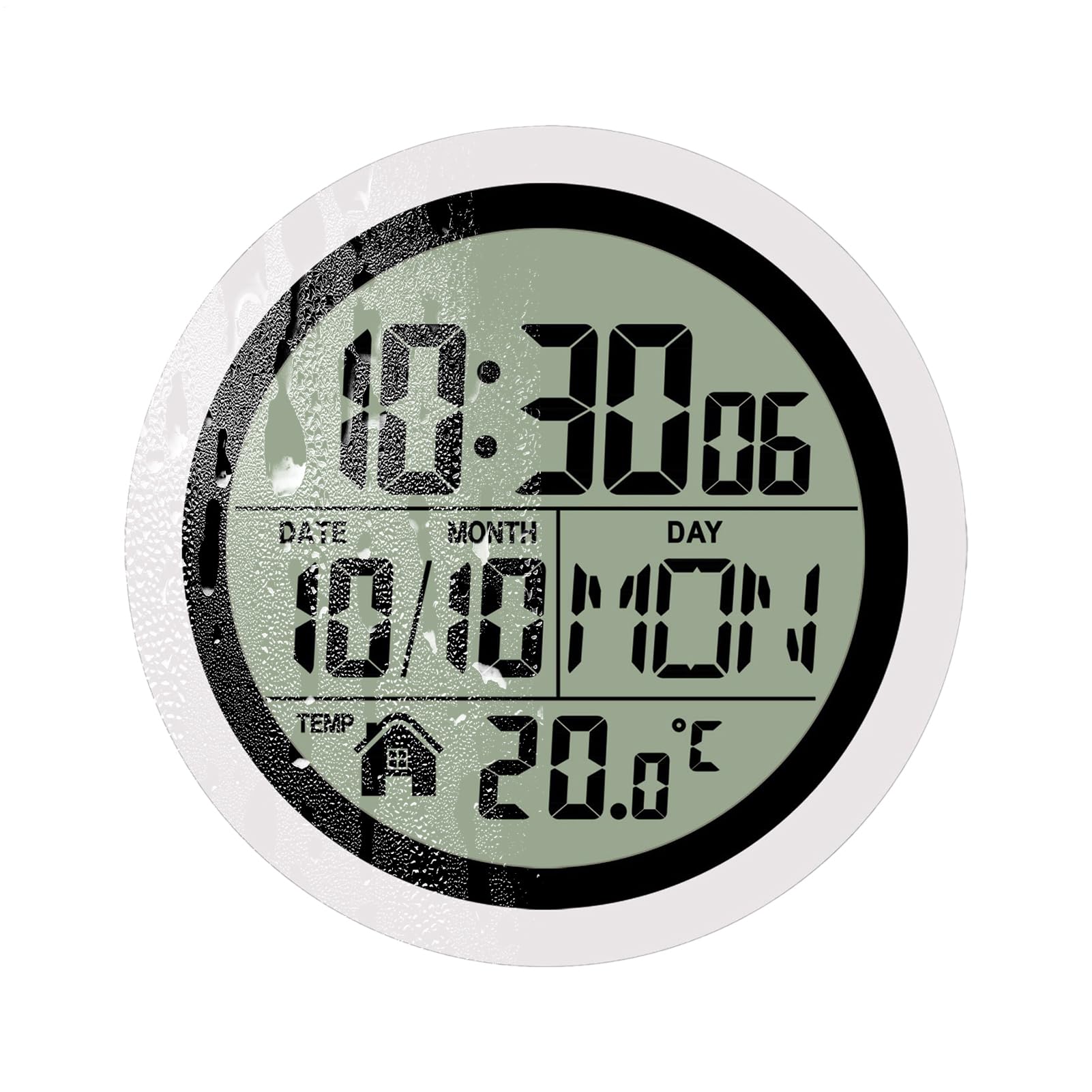 Horloge murale étanche à piles de 14 cm avec température et date pour douche