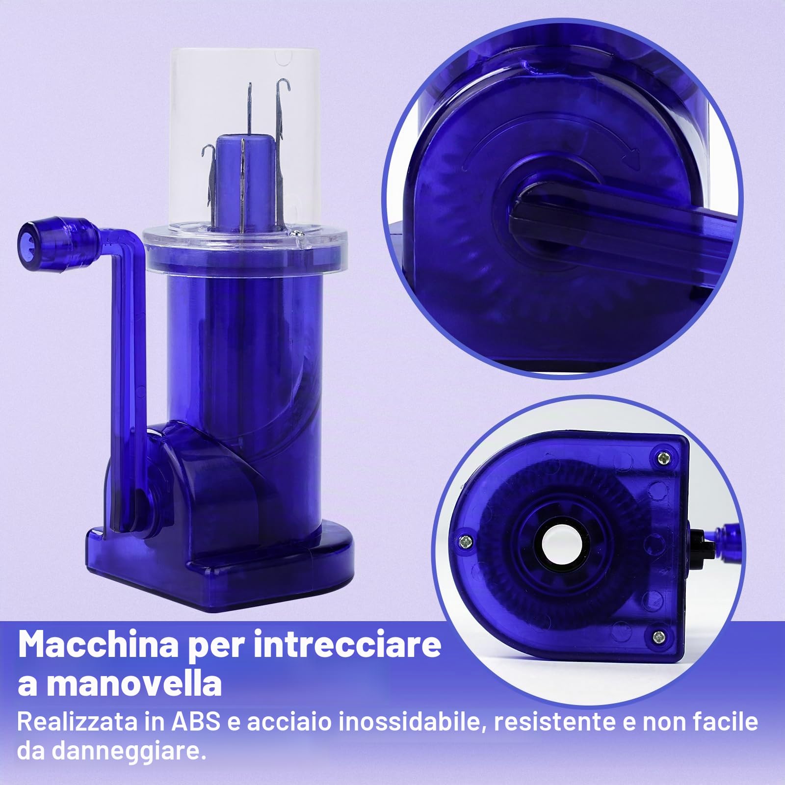 Macchina da Maglieria Manuale, Mini Macchina da Maglieria Manuale in Plastica, Macchina da Maglieria A Mano per Calze, Gioielli, Braccialetti, Cappelli, Fai da Te (Blu Navy)