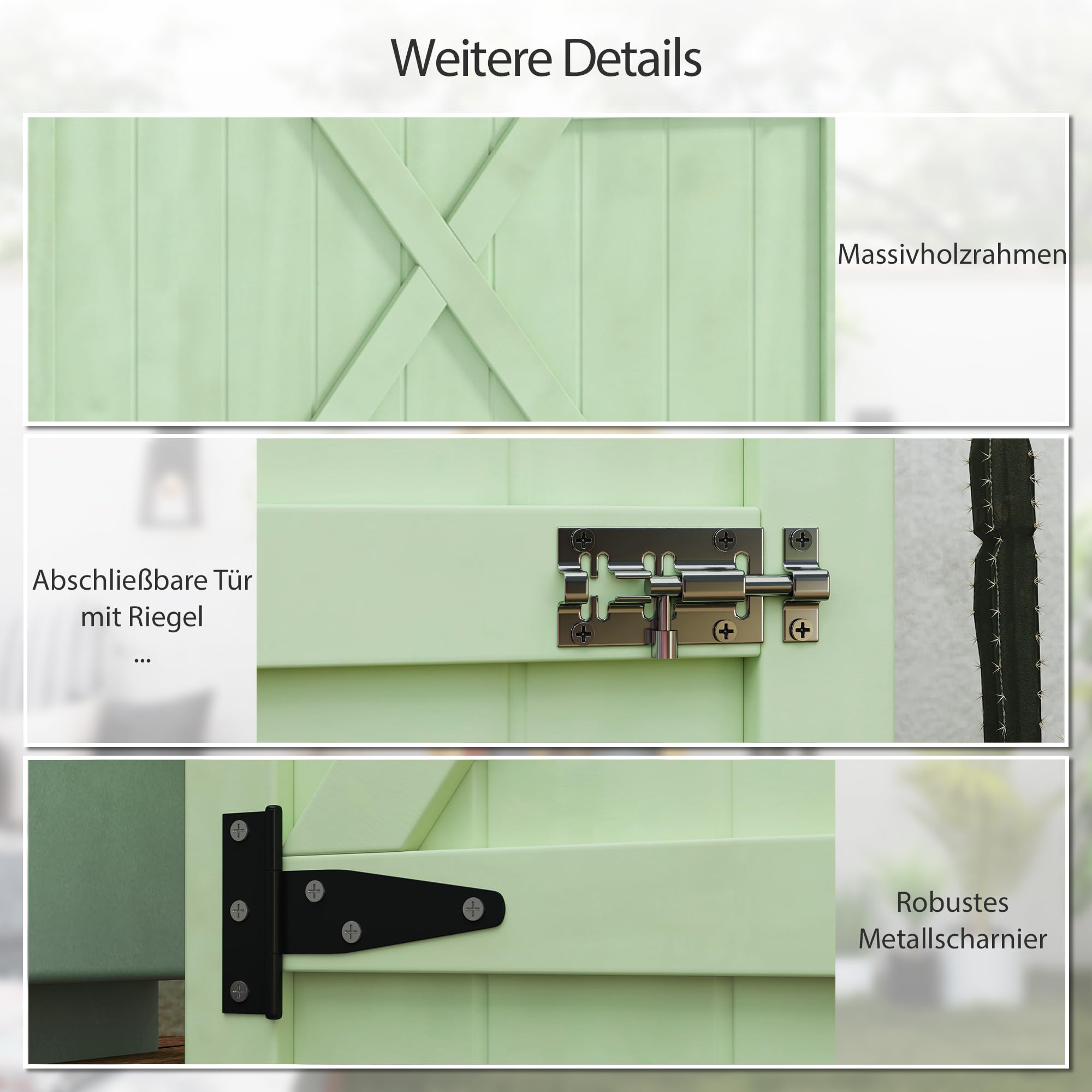 Outsunny Gartenschrank Holz wetterfest 75x56x115cm Gerätehaus mit Tür