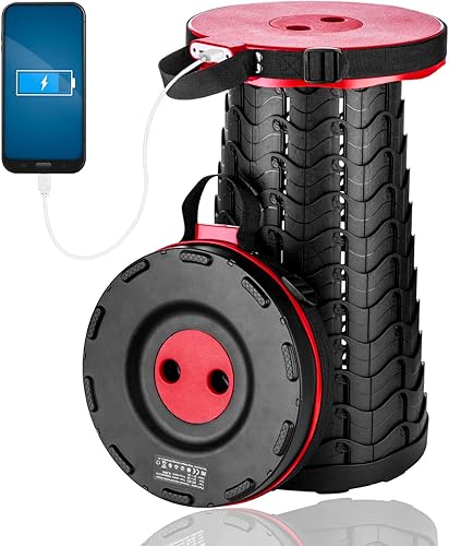 Miniatura 7 de Taburete telescópico portátil con cargador móvil de 4400 mAh, taburete plegable cargador de teléfono integrado para iPhone Android, taburete
