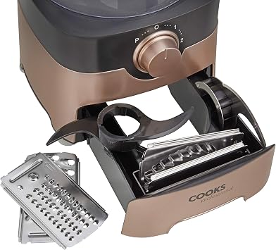 Cooks Professional Food Processor 1000W with 7 Blades, 2L Mixing Bowl & 1.8L Blender Jug | Multifunction Kitchen Chopper & Blender Tool for Chopping Slicing Grating Kneading Blending | Black/Rose Gold