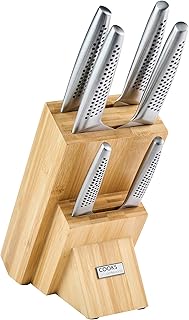 Cooks Professional Edge 6 Piece Knife Set | with Bamboo Knife Block| Japanese Style | Steel | Chef | Home Kitchen