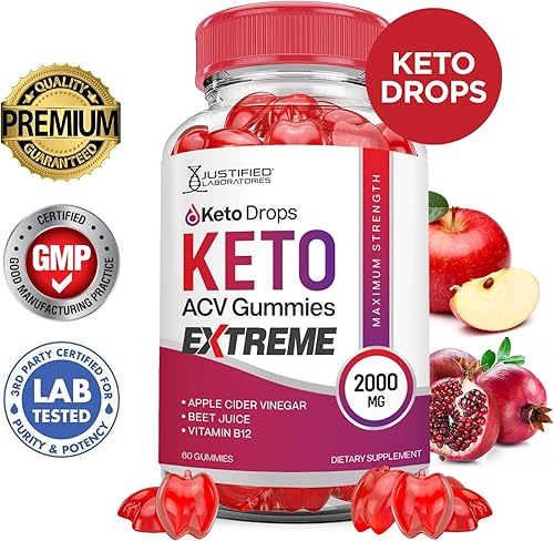Miniatura 8 de Keto Drops Keto ACV Gummies Extreme 2000 mg Keto Drops Keto Gummies Fórmula avanzada Vinagre de sidra de manzana con jugo de granada y remolacha en