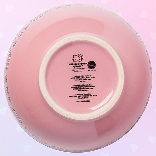 Miniatura 8 de Silver Buffalo - Cuenco con palillos para arroz, fideos o ramen, de cerámica, modelo de Hello Kitty (de Sanrio) con patrón floral, apto para