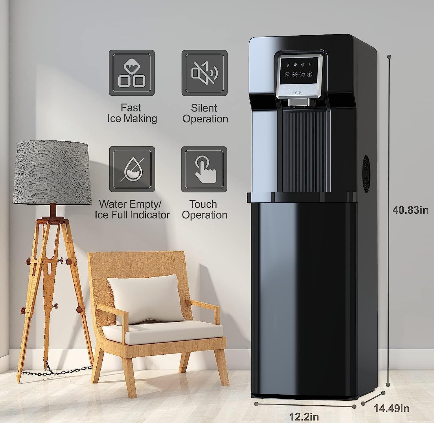 SOOPYK Bottom Loading Water Dispenser Cooler with Ice Maker 27lbs Daily