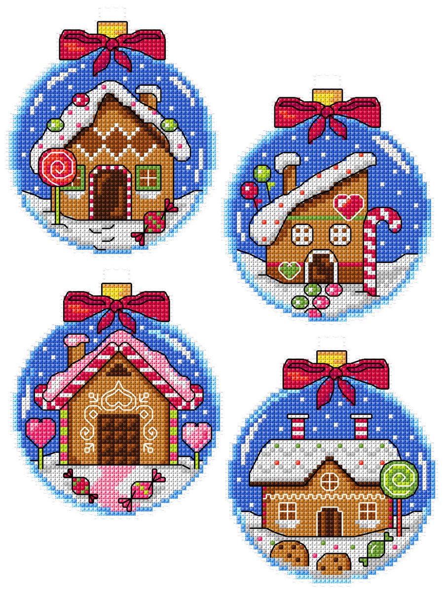 Crafting Spark Gingerbread Houses Baubles Dark Blue Counted Cross-Stitch Kit "Gingerbread Houses Baubles Dark Blue" 169Cs